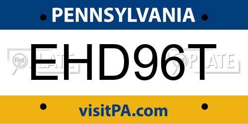 EHD96T Pennsylvania License Plate