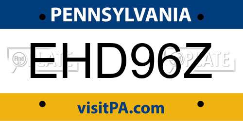 EHD96Z Pennsylvania License Plate