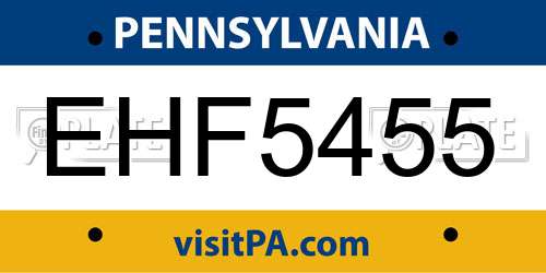 EHF5455 Pennsylvania License Plate