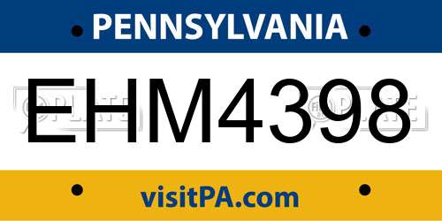 EHM4398 Pennsylvania License Plate