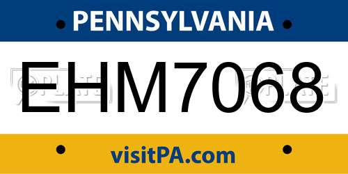 EHM7068 Pennsylvania License Plate