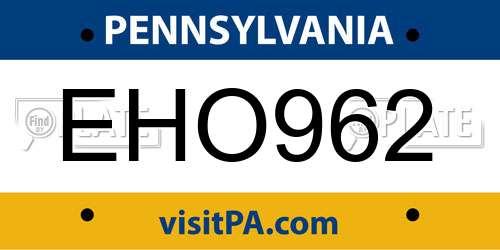 EHO962 Pennsylvania License Plate