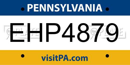 EHP4879 Pennsylvania License Plate