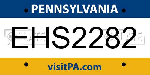 EHS2282 Pennsylvania License Plate