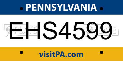 EHS4599 Pennsylvania License Plate