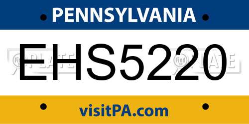 EHS5220 Pennsylvania License Plate