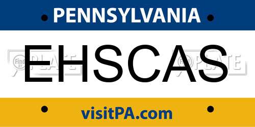 EHSCAS Pennsylvania License Plate