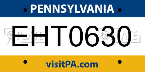 EHT0630 Pennsylvania License Plate
