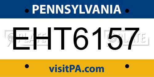 EHT6157 Pennsylvania License Plate