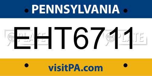 EHT6711 Pennsylvania License Plate