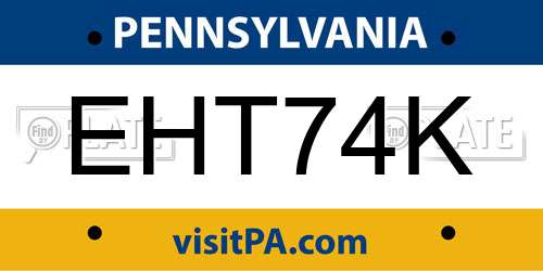EHT74K Pennsylvania License Plate