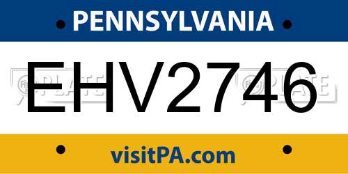 EHV2746 Pennsylvania License Plate