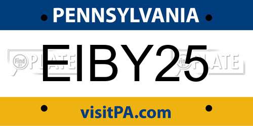 EIBY25 Pennsylvania License Plate