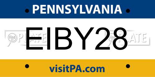 EIBY28 Pennsylvania License Plate