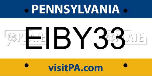 EIBY33 Pennsylvania License Plate