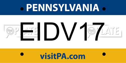 EIDV17 Pennsylvania License Plate