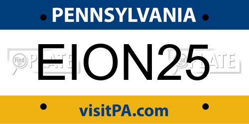 EION25 Pennsylvania License Plate
