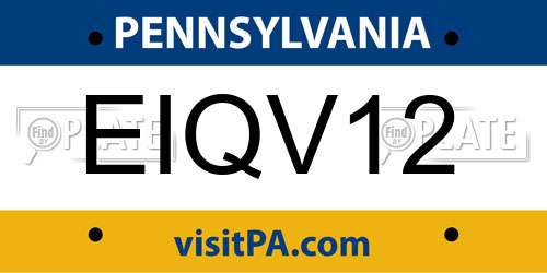 EIQV12 Pennsylvania License Plate