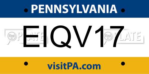 EIQV17 Pennsylvania License Plate