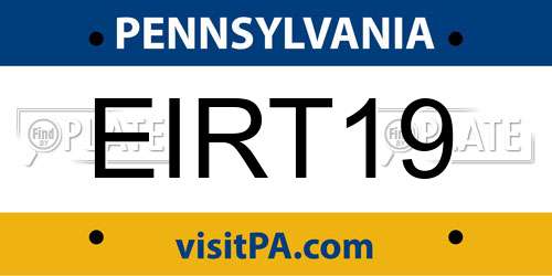 EIRT19 Pennsylvania License Plate