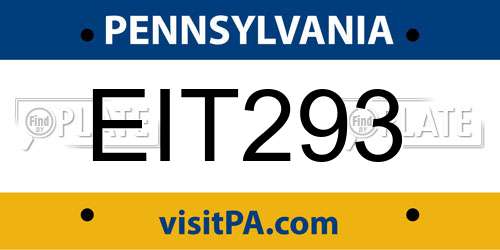 EIT293 Pennsylvania License Plate