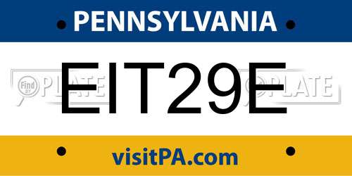 EIT29E Pennsylvania License Plate