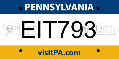 EIT793 Pennsylvania License Plate