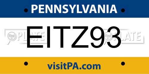 EITZ93 Pennsylvania License Plate
