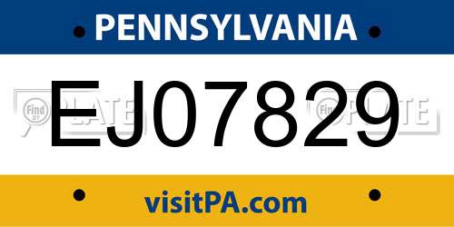 EJ07829 Pennsylvania License Plate