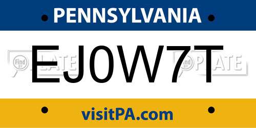 EJ0W7T Pennsylvania License Plate