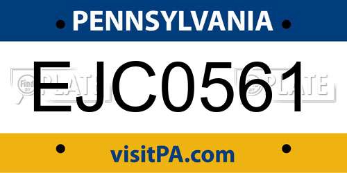 EJC0561 Pennsylvania License Plate