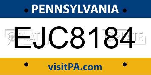 EJC8184 Pennsylvania License Plate