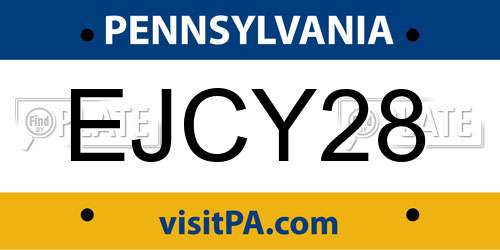 EJCY28 Pennsylvania License Plate