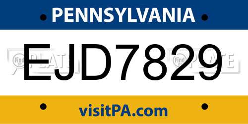 EJD7829 Pennsylvania License Plate