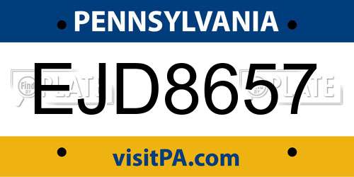 EJD8657 Pennsylvania License Plate