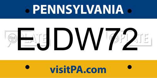 EJDW72 Pennsylvania License Plate