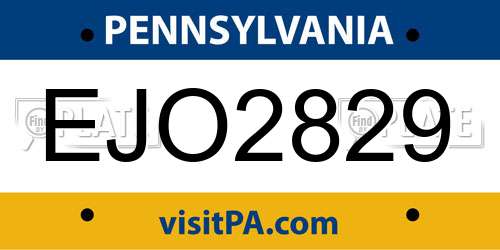 EJO2829 Pennsylvania License Plate