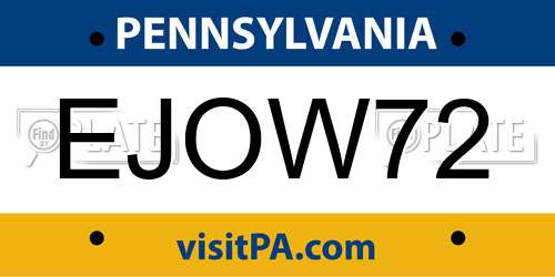 EJOW72 Pennsylvania License Plate