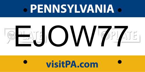EJOW77 Pennsylvania License Plate