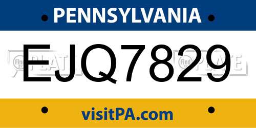 EJQ7829 Pennsylvania License Plate