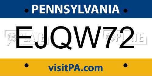 EJQW72 Pennsylvania License Plate