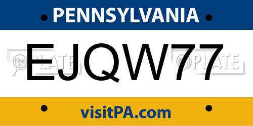 EJQW77 Pennsylvania License Plate