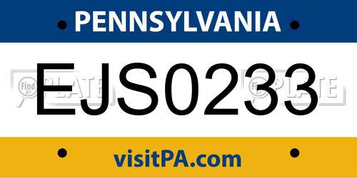 EJS0233 Pennsylvania License Plate