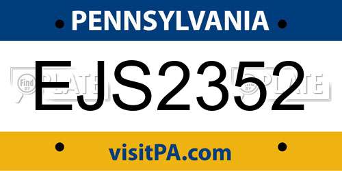 EJS2352 Pennsylvania License Plate