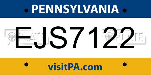 EJS7122 Pennsylvania License Plate
