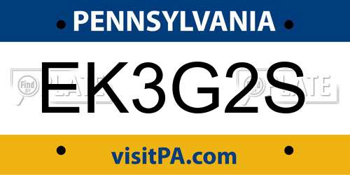 EK3G2S Pennsylvania License Plate