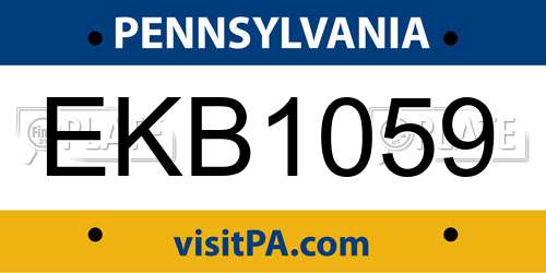 EKB1059 Pennsylvania License Plate