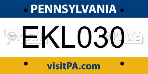 EKL030 Pennsylvania License Plate