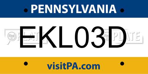 EKL03D Pennsylvania License Plate