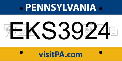 EKS3924 Pennsylvania License Plate